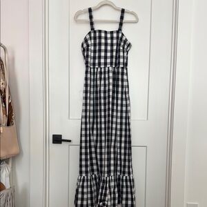 J.Crew Navy Gingham Maxi Dress